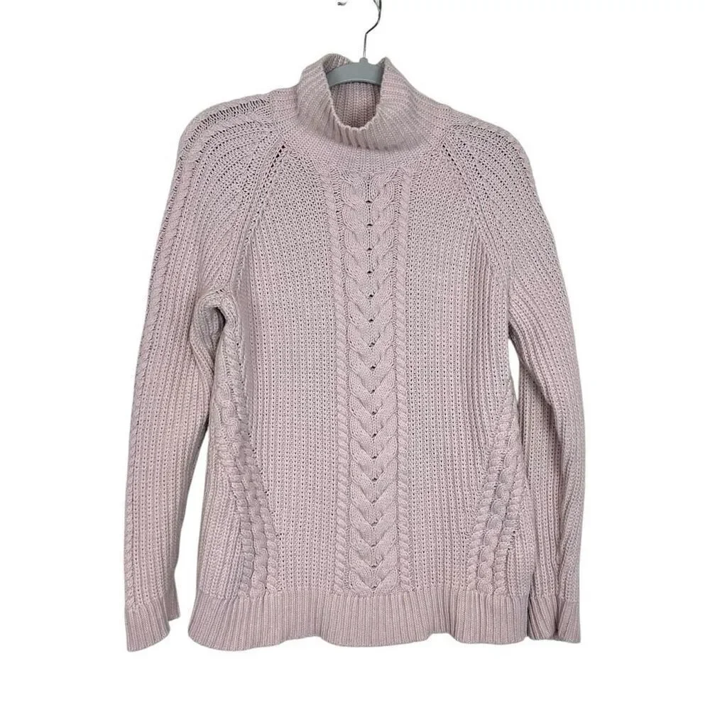Lululemon Sweater Bring The Cozy Turtleneck Misty Pink Thick Cotton Cableknit 4